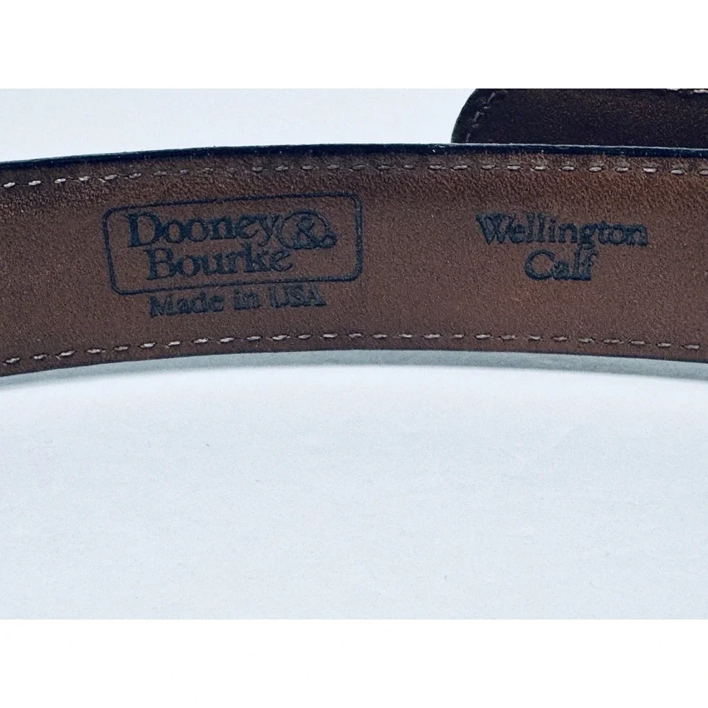 Dooney Bourke Belt Men 36 Brown Leather Wellington Calf Made in USA Brass Buckle
